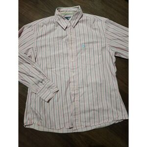 DUCK HEAD Men's L Large‎ Pink blue Striped Long Sleeve Button Down Shirt